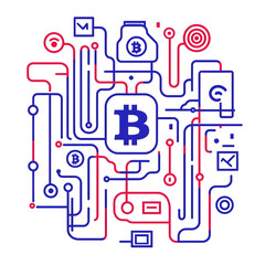 Poster - Digital Currency Concept with Bitcoin and Technology Connections