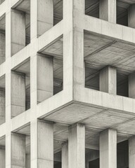 Poster - Structural patterns in concrete architecture urban setting abstract industrial environment close-up viewpoint