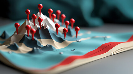 Poster - Interactive 3d topographic map model creative workshop educational environment close-up view geography exploration concept