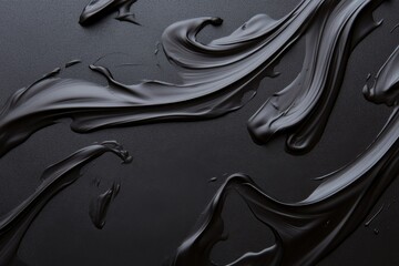 Poster - Close-up of a black chalkboard with swirling white marbled textures, offering an elegant design and plenty of space for creative projects