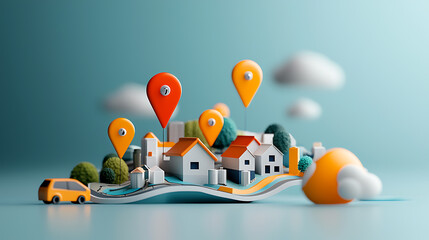 Poster - Exploring innovative urban development models modern cityscape 3d visualization creative environment aerial view design concept for future communities