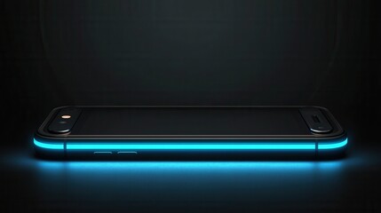 Poster - Modern Smartphone with Neon Glow on Dark Background