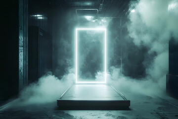 Wall Mural - secret quantum teleportation experiment in mysterious facility