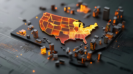 Poster - Visualizing climate change data interactive map of the united states 3d graphic representation urban environment digital concept