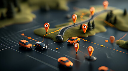 Poster - Traffic navigation simulation urban environment digital model smart city concept aerial view road management technology