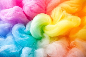 Poster - Fluffy cotton candy showcases a mesmerizing blend of pastel colors, with delicate textures reflecting light, inviting playful memories and sweet moments