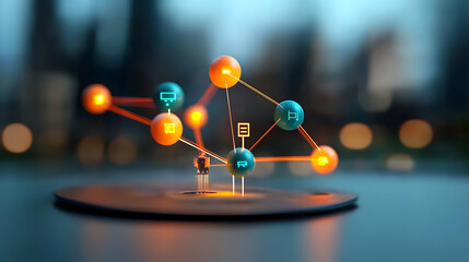 Poster - Innovative technology network connections urban environment digital art abstract viewpoint connectivity concept for future development
