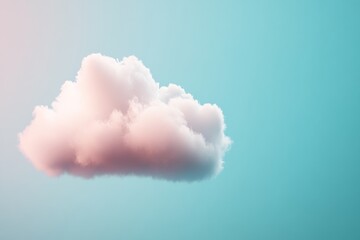 Aufkleber - Fluffy white cloud with soft edges floats against a tranquil pastel blue background, creating a dreamy atmosphere with plenty of copy space on one side