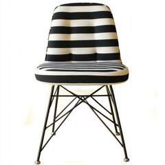 Wall Mural - Striped chair featuring black metal legs, showcasing a modern design with bold, contrasting stripes.