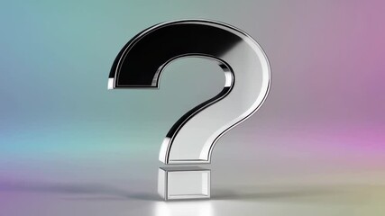 Aufkleber - Large metallic question marks rotate slowly on various gradient backgrounds, symbolizing uncertainty, decision making, and the search for answers
