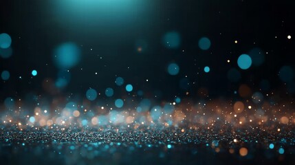 Poster - Dynamic texture captures falling snowflakes of various sizes on a pitch-black backdrop, offering ample copy space for winter-themed graphic designs