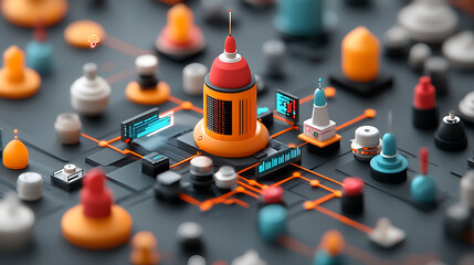 Poster - Exploring digital architecture futuristic city representation virtual environment 3d visualization tech innovation aerial view urban concepts