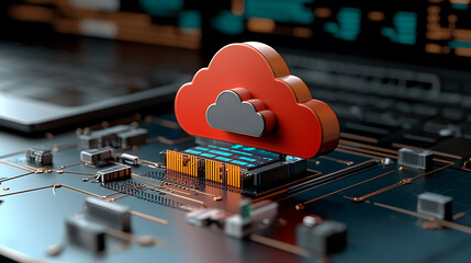 Poster - Data storage revolution cloud computing technology on circuit board digital environment 3d visualization modern concept