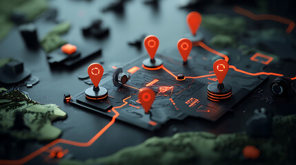 Poster - Mapping the future innovative location tracking technology digital landscape infographic design urban environment aerial view geolocation concepts