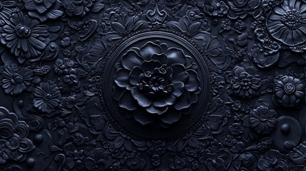 Wall Mural - Dark floral 3D texture, design background