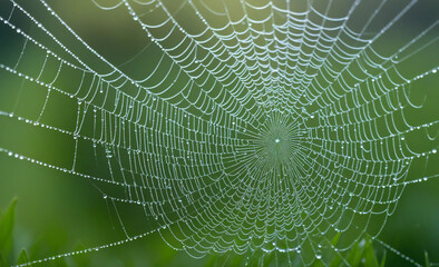 spider web with dew drops