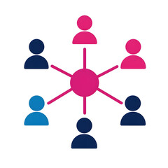Poster - Abstract network concept with colorful human figures and connections