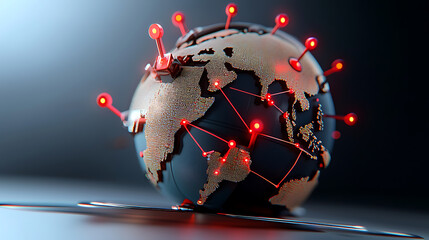 Poster - Global connectivity exploring the digital network of the world data visualization modern technology dark background close-up view digital communication