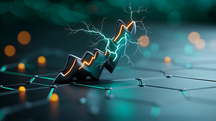 Poster - Dynamic electric surge indicator digital technology graphical representation futuristic setting close-up view energy concept
