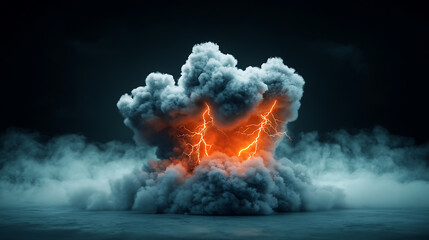Poster - Explosive thunderstorm eruption abstract imagery digital art dark atmosphere dramatic perspective visual concept for impactful design