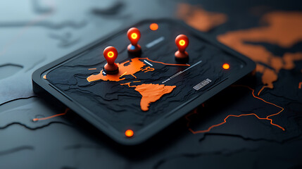 Poster - Interactive map visualization global locations digital content dark theme top-down view geospatial analysis for enhanced user engagement