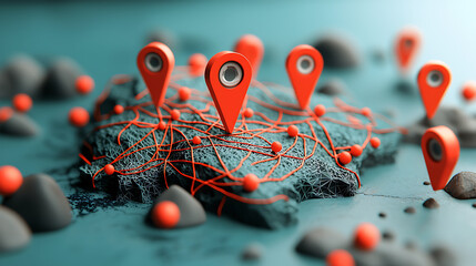 Poster - Geolocation mapping strategy digital landscape infographic design technology environment aerial view connectivity concept