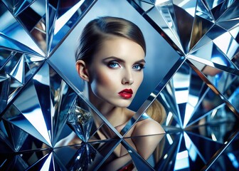 Poster - Diamond Steel Texture Reflection: Fashion Photography - Glamorous Metallic Surface