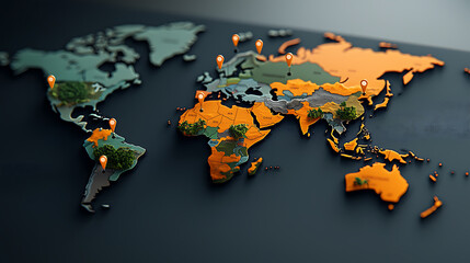 Poster - Global environmental impact map worldwide infographic digital art close-up awareness of ecological issues