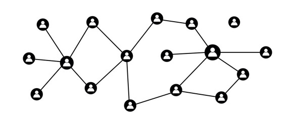 minimalist black and white network diagram illustrating complex interconnections between multiple nodes