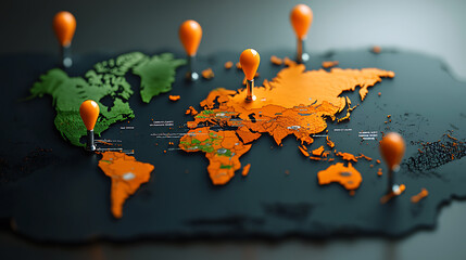 Poster - Global travel destinations map interactive world geography educational resource modern design aerial view travel inspiration