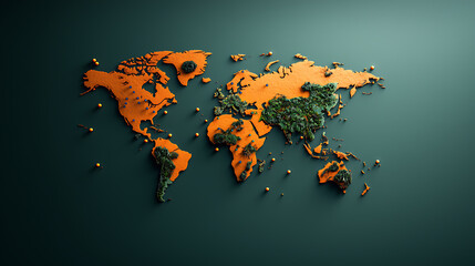 Poster - Exploration of environmental changes on world map global landscape artistic representation nature aerial perspective environmental awareness