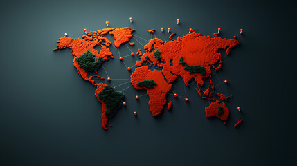 Poster - Global environmental change visualization world map digital artwork abstract design multi-dimensional viewpoint eco-conscious concept