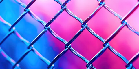 Poster - Blue and purple fence with a silver wire