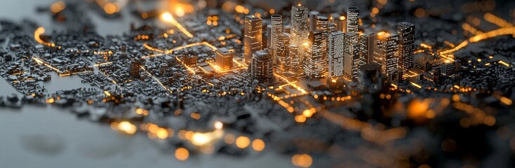 Poster - technotechno mega city; a blend of urban and futuristic technology concepts, presented in an origina