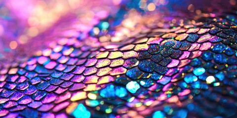 Poster - Colorful, glittery fabric with a dragon pattern