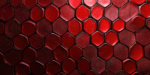 Aufkleber - Red background with a pattern of hexagons
