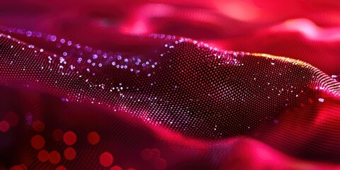 Poster - Red fabric with a purple and blue pattern