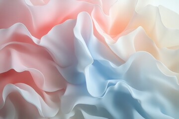 Poster - Soft pastel fabric drapes creating gentle waves in pink and blue hues