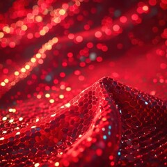Poster - Red fabric with a shiny, sparkly texture