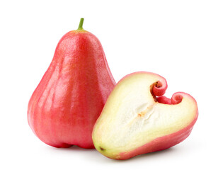 Wall Mural - rose apple with cut in half isolated on white background.