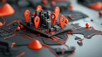Poster - Exploring urban navigation technology digital city map 3d visualization modern environment aerial view location-based services