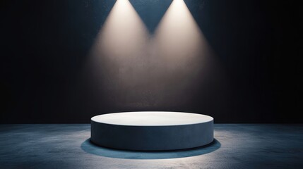 Poster - A spotlighted circular platform in a dark environment, perfect for presentations.