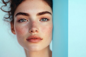 Poster - Comparison of acne and smooth skin highlighting skincare transformation. Generative AI