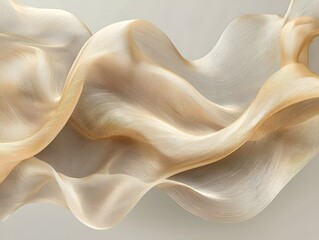 Poster - An abstract wave pattern with delicate lines in soft beige and cream colors, creating a sense of fluidity and elegance against a light backdrop.