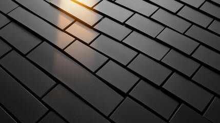 Poster - Textured Black Surface with Warm Light Reflection at an Angle in Modern Design