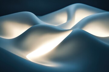Poster - Soft glowing waves create a serene abstract landscape in soothing colors