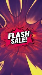 Poster - A comic book style poster with a yellow background and red letters that say 