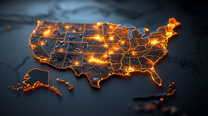 Poster - Dynamic visualization of united states population density usa digital map urban environment aerial view geographic insights