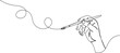 © Christian Horz - continuous single line drawing of hand holding paintbrush, line art vector illustration
