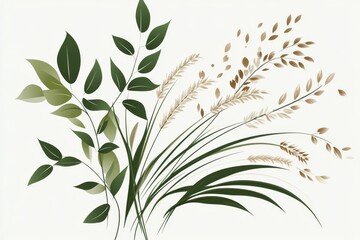 Poster - A clean minimalist icon of a wheat stalk with simple, elegant lines